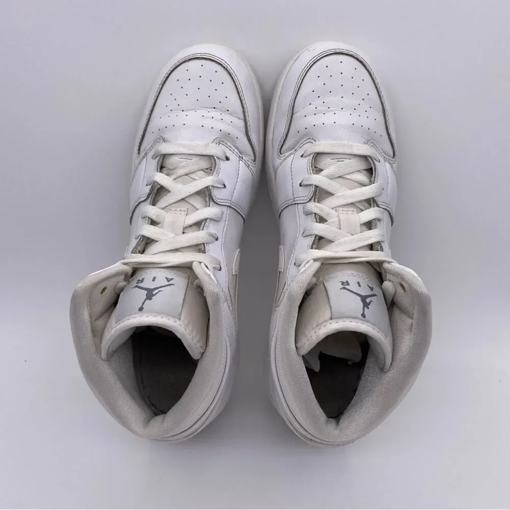 Nike Air Jordan 1 Retro Mid GS 'White Cool Grey' Shoes Sneakers   -   Size:  7Y